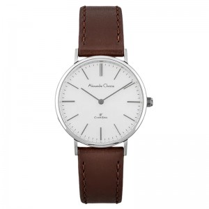 Alexandre Christie AC 8490 Silver White Brown Leather Lady LHLSSSL